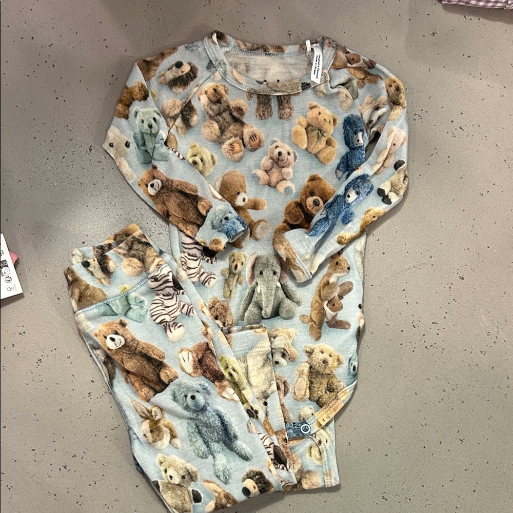 Molo Kids Matching Set with Teddy Bear Print - Blue and Brown